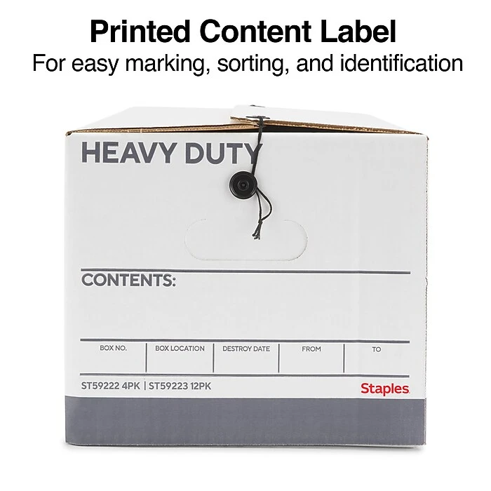 Staples Heavy Duty File Box, String And Button Lid, Letter, White/Gray, 12/Case (TR59223) 6 Staples Heavy Duty File Box, String And Button Lid, Letter, White/Gray, 12/Case (TR59223) - Image 4