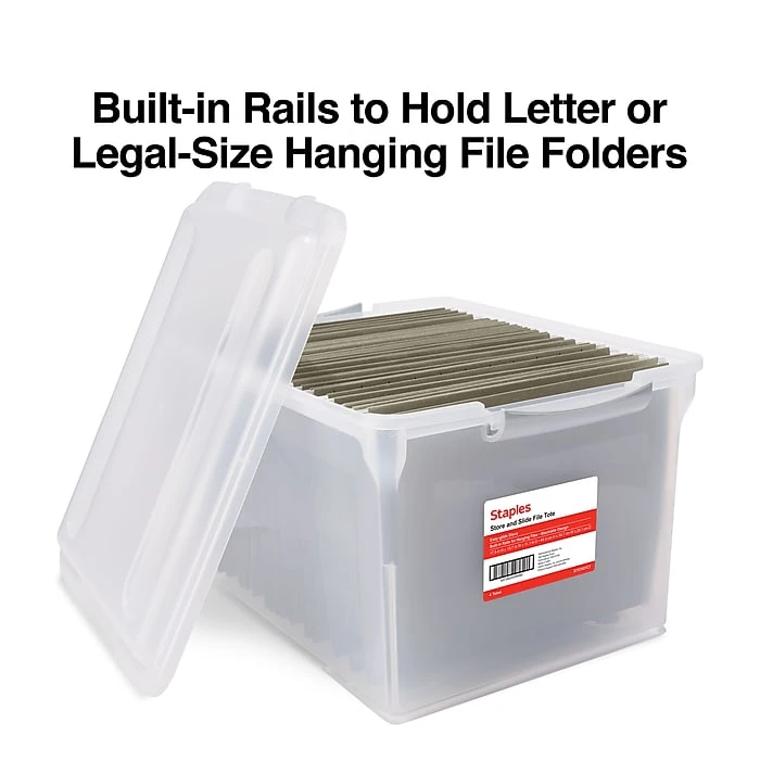 TRU RED™ Store & Slide Hanging File Box, Latch Lid, Letter/Legal Size, Clear, 4/Carton (TR57621CT) 4 TRU RED™ Store & Slide Hanging File Box, Latch Lid, Letter/Legal Size, Clear, 4/Carton (TR57621CT) - Image 2