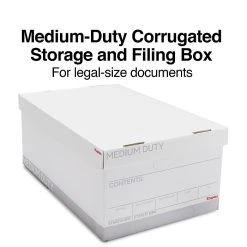 Staples Medium Duty File Box, Lift Off Lid, Legal, White/Gray, 4/Carton (TR59216)
