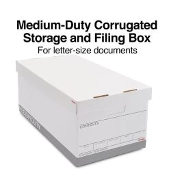 Staples Medium Duty File Box, Lift Off Lid, Letter, White/Gray, 4/Carton (TR59214)