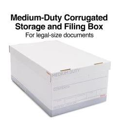 Staples Medium Duty File Box, Lift Off Lid, Legal, White/Gray, 12/Carton (TR59217)