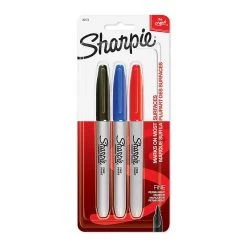Sharpie Permanent Markers, Fine Tip, Assorted Inks, 3/Pack (30173)