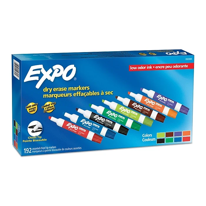 Expo Dry Erase Markers, Chisel Tip, Assorted, 192/Pack (2003995) 3 Expo Dry Erase Markers, Chisel Tip, Assorted, 192/Pack (2003995)