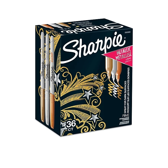 Sharpie Permanent Markers, Fine Tip, Assorted Metallic, 36/Pack (2003900) 3 Sharpie Permanent Markers, Fine Tip, Assorted Metallic, 36/Pack (2003900)