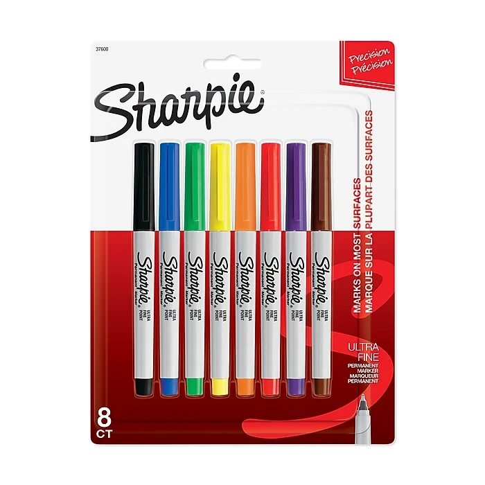 Sharpie Permanent Markers, Ultra Fine Tip, Assorted, 8/Pack (37600) 3 Sharpie Permanent Markers, Ultra Fine Tip, Assorted, 8/Pack (37600)