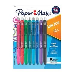 Paper Mate InkJoy Retractable Gel Pen, Medium Point, Assorted Ink, 8/Pack (1958946)