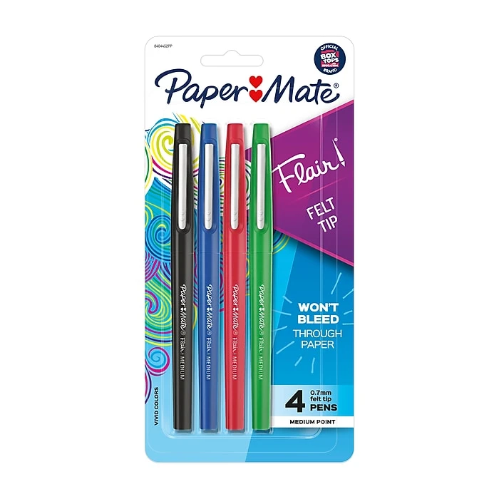 Paper Mate Flair Felt Pen, Medium Point, Assorted Ink, 4/Pack (84044) 3 Paper Mate Flair Felt Pen, Medium Point, Assorted Ink, 4/Pack (84044)