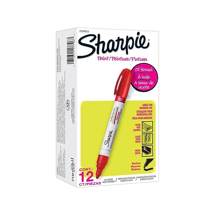 Sharpie Oil-Based Paint Marker, Medium Tip, Red, Dozen (2107613) 3 Sharpie Oil-Based Paint Marker, Medium Tip, Red, Dozen (2107613)