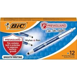 BIC PrevaGuard Clic Stic Retractable Ballpoint Pen, Medium Point, Blue Ink, Dozen (CSSA11-BLU)