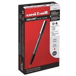 Uni-ball DELUXE Rollerball Pens, Micro Point, Red Ink, Dozen (60026)