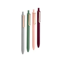 Poppin Luxe Retractable Rollerball Pen, Black Ink, 4/Kit (108679)