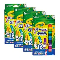 Crayola Pip-Squeaks Skinnies Washable Marker, Fine Tip, Assorted, 16/Box, 4 Boxes/Bundle (BIN588146)