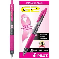 Pilot G2 BCA Retractable Gel Pens, Fine Point, Black Ink, Dozen (31332)