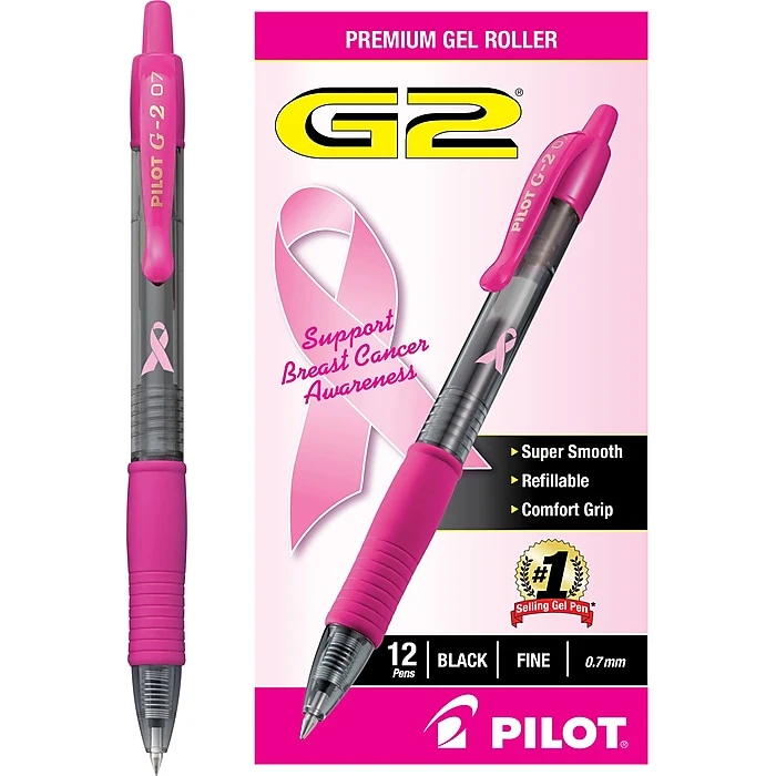 Pilot G2 BCA Retractable Gel Pens, Fine Point, Black Ink, Dozen (31332) 3 Pilot G2 BCA Retractable Gel Pens, Fine Point, Black Ink, Dozen (31332)