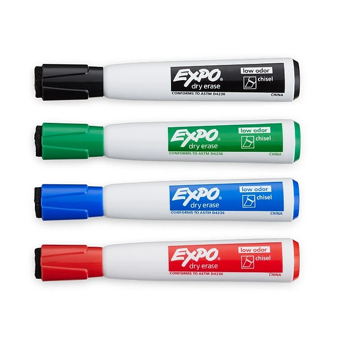 Expo Magnetic Dry Erase Markers With Eraser, Chisel Tip, Assorted, 4/Pack (1944728) 7 Expo Magnetic Dry Erase Markers With Eraser, Chisel Tip, Assorted, 4/Pack (1944728) - Image 5