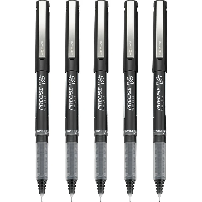 Pilot Precise V5 Rollerball Pens, Extra Fine Point, Black Ink, 5/Pack (26010) 4 Pilot Precise V5 Rollerball Pens, Extra Fine Point, Black Ink, 5/Pack (26010) - Image 2