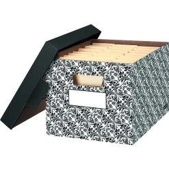 Bankers Box® Stor/File Medium Duty Recycled FastFold Corrugated File Box With Lift Off Lid, Letter/Legal Size, Brocade