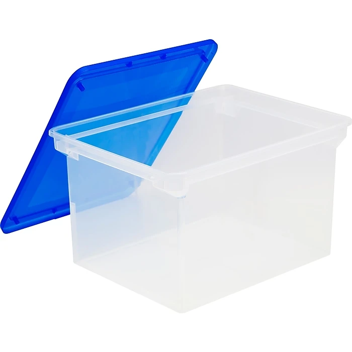 Storex File Storage Box With Snap-On Lid, Letter/Legal Size, Clear/Blue (STX61508U01C) 3 Storex File Storage Box With Snap-On Lid, Letter/Legal Size, Clear/Blue (STX61508U01C)