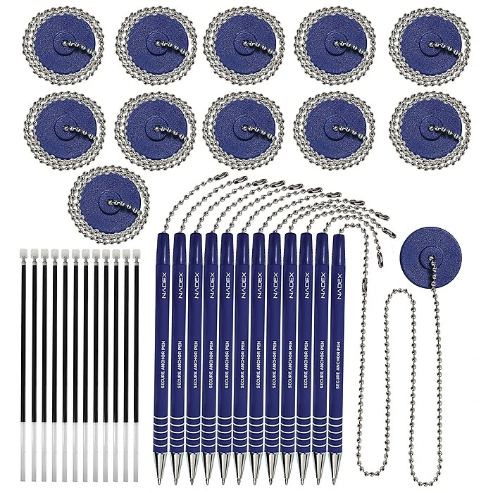 Nadex Coins Ball And Chain Security Pen Set, Blue, Dozen (NCS8-1205) 3 Nadex Coins Ball And Chain Security Pen Set, Blue, Dozen (NCS8-1205)