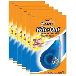BIC Wite-Out EZ Correct Correction Tape, White, Pack Of 6 (BICWOTAPP11-6)