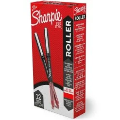 Sharpie Rollerball Pen, Needle Point Precision Pen, Red Ink, Dozen (2093226)