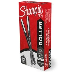 Sharpie Rollerball Pen, Arrow Point Pen For Bold Lines, Black Ink, Dozen (2101305)