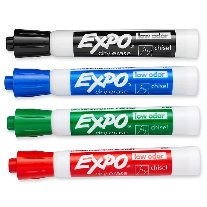 Expo Dry Erase Marker, Chisel Point, Assorted, 4/Pack (80074) 4 Expo Dry Erase Marker, Chisel Point, Assorted, 4/Pack (80074) - Image 2