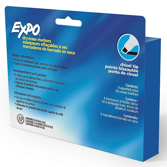 Expo Dry Erase Marker, Chisel Point, Assorted, 4/Pack (80074) 10 Expo Dry Erase Marker, Chisel Point, Assorted, 4/Pack (80074) - Image 8