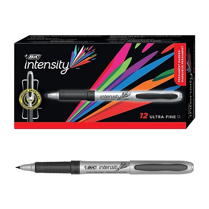 BIC Intensity Permanent Markers, Ultra Fine Tip, Black, 12/Pack (GPMU11BK) 3 BIC Intensity Permanent Markers, Ultra Fine Tip, Black, 12/Pack (GPMU11BK)