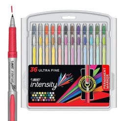 BIC Intensity Permanent Markers, Fine Tip, Assorted, 36/Pack (GPMXP361-AST)