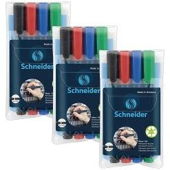 Schneider® Schneider Maxx 130 Permanent Markers, Bullet Tip, Assorted Colors, 4 Per Pack, 3 Packs (PSY113094-3)