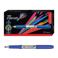 BIC Intensity Permanent Markers, Fine Tip, Blue, 12/Pack (GPM11BE)