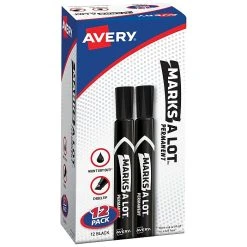 Avery Marks-A-Lot Large Desk Style Permanent Markers, Chisel Tip, Black, Dozen (98028)