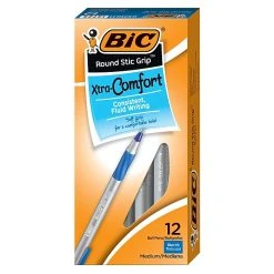 BIC Round Stic Grip Xtra Comfort Ballpoint Pens, Medium Point, Blue Ink, 12/Pack (GSMG11BE) -Cheap Staples Shop sp172321546 sc7