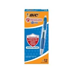 BIC PrevaGuard Gel-ocity Retractable Gel Pen, Medium Point, Blue Ink, Dozen (RGGA11-BLU)