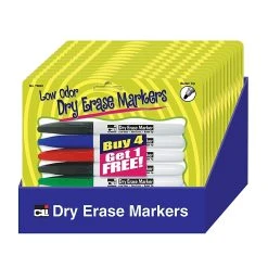 Charles Leonard Low Odor Dry Erase Markers, 5 Per Pack, 12 Packs (CHL76840ST)