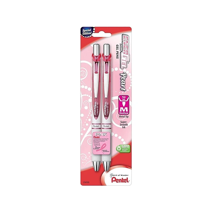 Pentel EnerGel Pearl Deluxe RTX Retractable Gel Pens, Medium Point, Pink Ink, 2 Pack (BL77WBP2PP) 3 Pentel EnerGel Pearl Deluxe RTX Retractable Gel Pens, Medium Point, Pink Ink, 2 Pack (BL77WBP2PP)