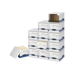 Bankers Box File/Cube™ Quick Set-Up Corrugated File Storage Box Shells, Letter/Legal Size, White/Blue, 6/Carton (0162601)