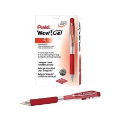 Pentel WOW! Retractable Gel Pens, Medium Point, Red Ink, Dozen (K437-B) -Cheap Staples Shop sp40303562 sc7