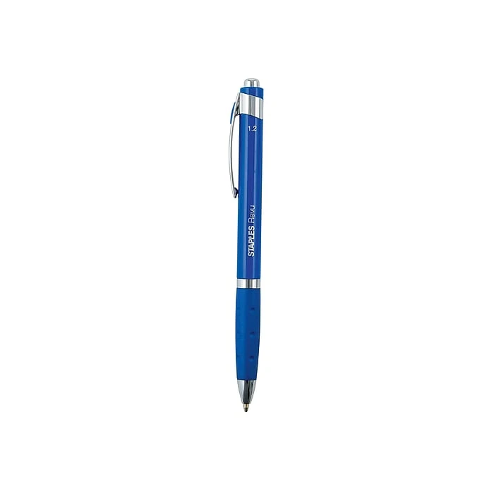 Staples Revu Retractable Ballpoint Pens, Bold Point, Blue Ink, Dozen (50810) 3 Staples Revu Retractable Ballpoint Pens, Bold Point, Blue Ink, Dozen (50810)
