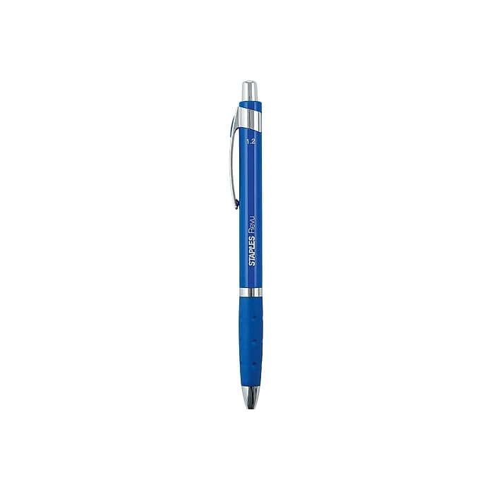Staples Revu Retractable Ballpoint Pens, Bold Point, Blue Ink, Dozen (50810) 4 Staples Revu Retractable Ballpoint Pens, Bold Point, Blue Ink, Dozen (50810) - Image 2