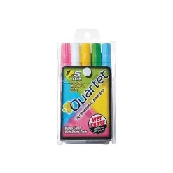 Quartet Glo-Write Fluorescent Wet Erase Markers, Bullet Tip, Assorted, 5/Pack (5090)