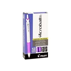 Pilot Acroball PureWhite Advanced Ink Retractable Ballpoint Pens, Fine Point, Black Ink, Dozen (31854)