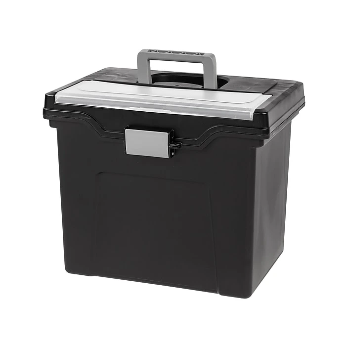 IRIS Portable File Box With Organizer Lid, Letter Size, Black, 4/Carton (110977) 4 IRIS Portable File Box With Organizer Lid, Letter Size, Black, 4/Carton (110977) - Image 2