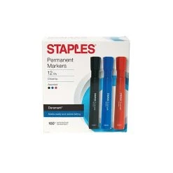 Staples DuraMark Permanent Markers, Chisel Point, Assorted, 12/Pack (10404)