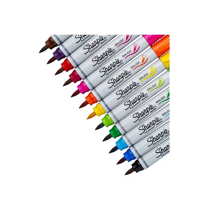 Sharpie Permanent Markers, Brush Tip, Assorted, 12/Pack (1810704) 4 Sharpie Permanent Markers, Brush Tip, Assorted, 12/Pack (1810704) - Image 2