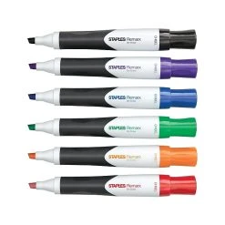 Staples Remarx Dry Erase Markers, Chisel Point, Assorted, 6/Pack (19151)