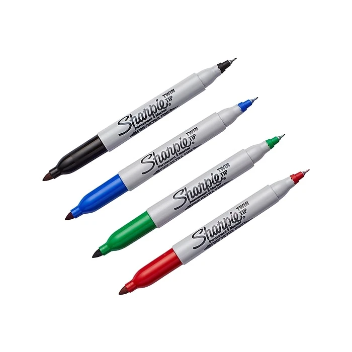Sharpie Permanent Markers, Twin Tip, Assorted, 4/Pack (32174) 4 Sharpie Permanent Markers, Twin Tip, Assorted, 4/Pack (32174) - Image 2