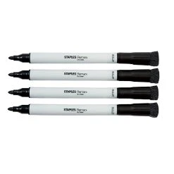 Staples Remarx Dry Erase Markers, Bullet Point, Black, 4/Pack (29326)