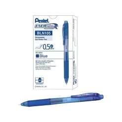 Pentel EnerGel-X Retractable Gel Pens, Fine Point, Blue Ink, 12/Pack (BLN105-C)